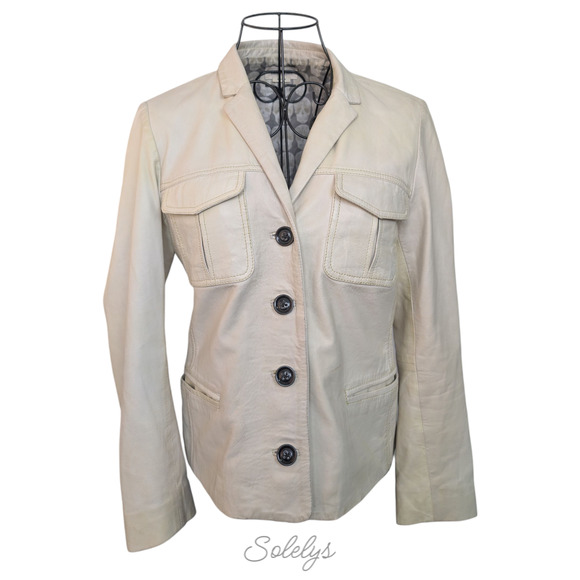 Zadig & Voltaire Jackets & Blazers - Zadig & Voltaire Liam Lamb Leather Button Up Jacket Juane Cream Ivory Small 36